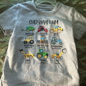 Sold- Little Boy Affirmation GOD SAYS Gray short sleeve Tee- Size 5T NWOT